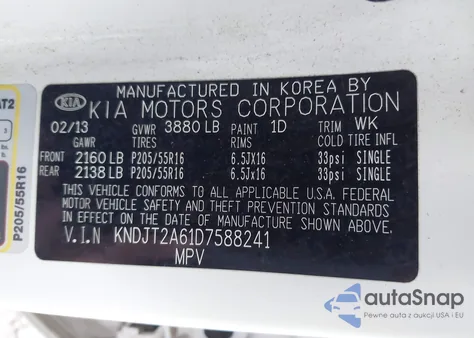 2013 Kia Soul + из США, поврежденный, VIN KNDJT2A61D7588241